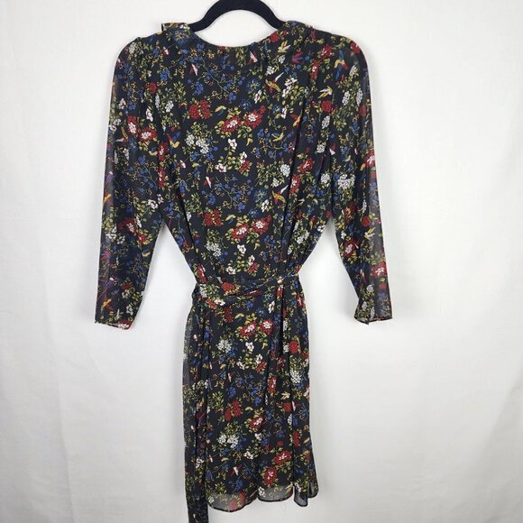 Madewell Sheer Sleeve‎ Ruffle Wrap Dress in Finch Floral M - Picture 5 of 7